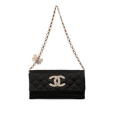 CC Quilted Satin Butterfly Chain Clutch